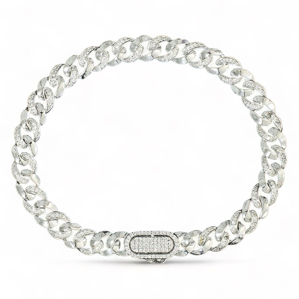 Semi Iced Cuban Link Bracelet Silver (8mm) – VAFARA