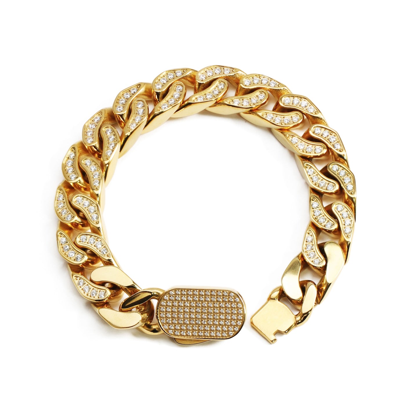 Iced Cuban Link Bracelet Gold (12mm)