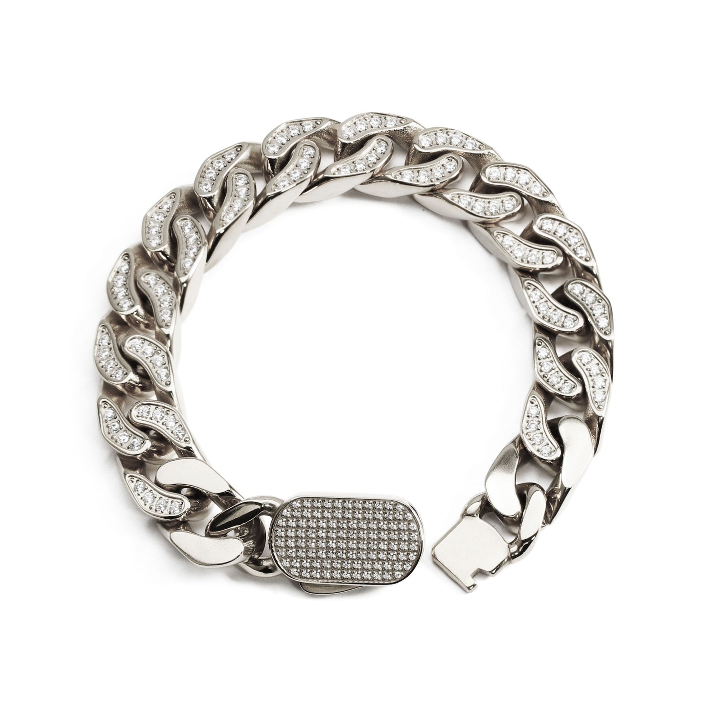 Iced Cuban Link Bracelet Silver (12mm)