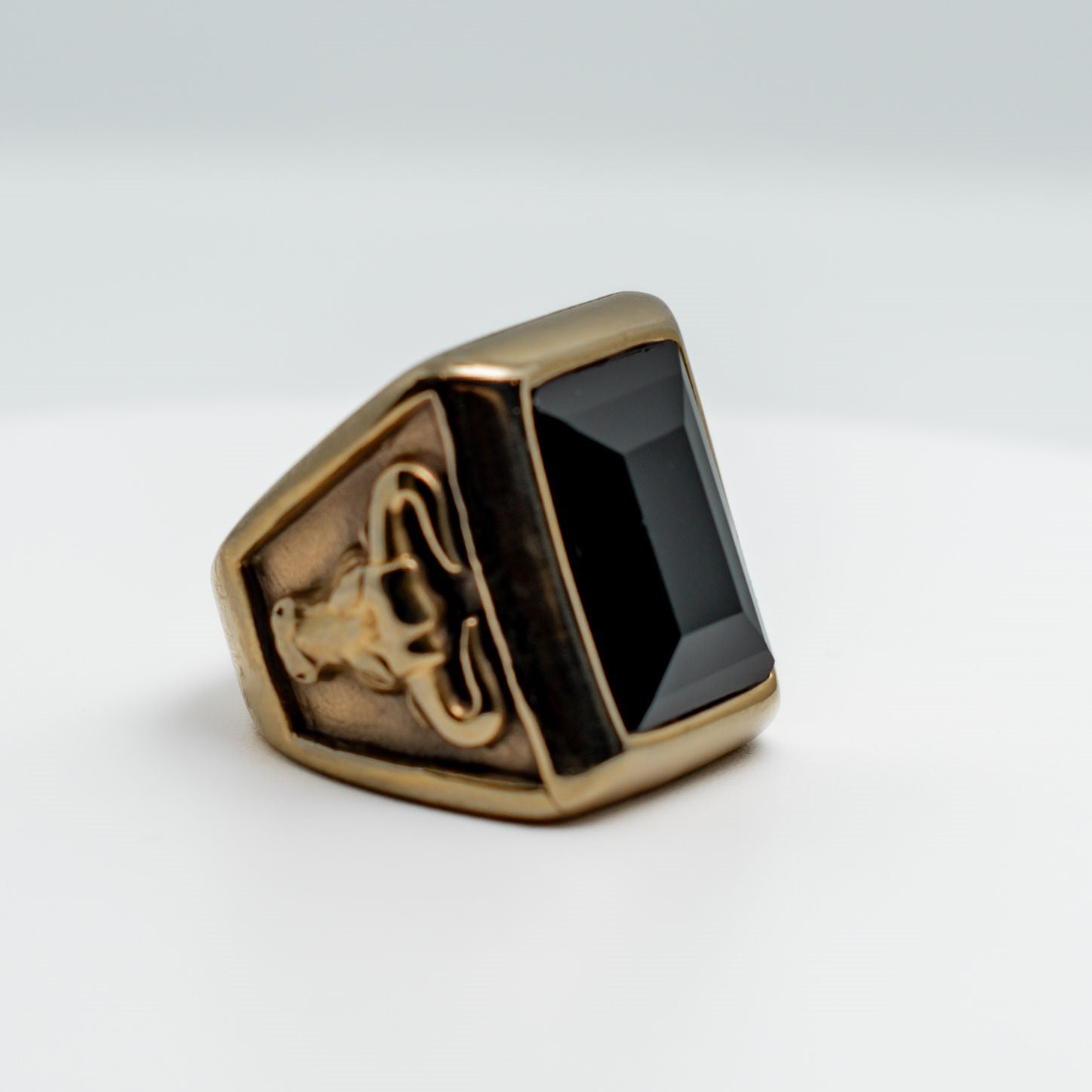 Carved Taurus Head Signet Ring – Gold