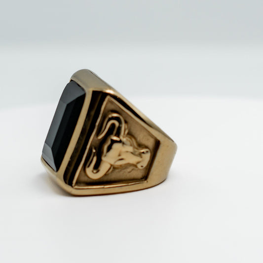 Carved Taurus Head Signet Ring – Gold