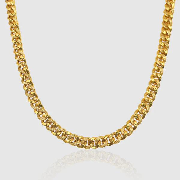 Half Iced Cuban Link Chain Gold (12mm) 