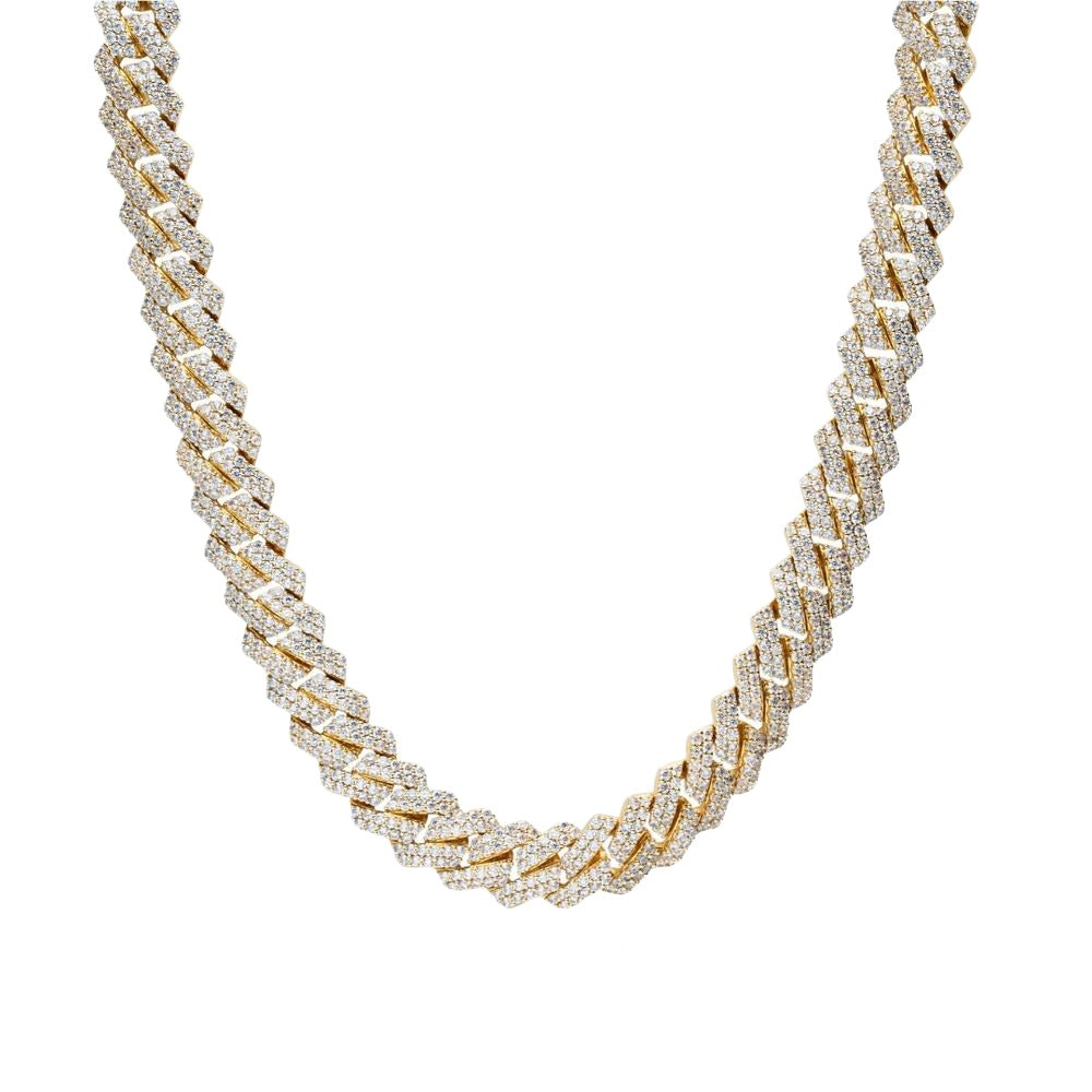 Iced Prong Link Chain Gold (12mm)