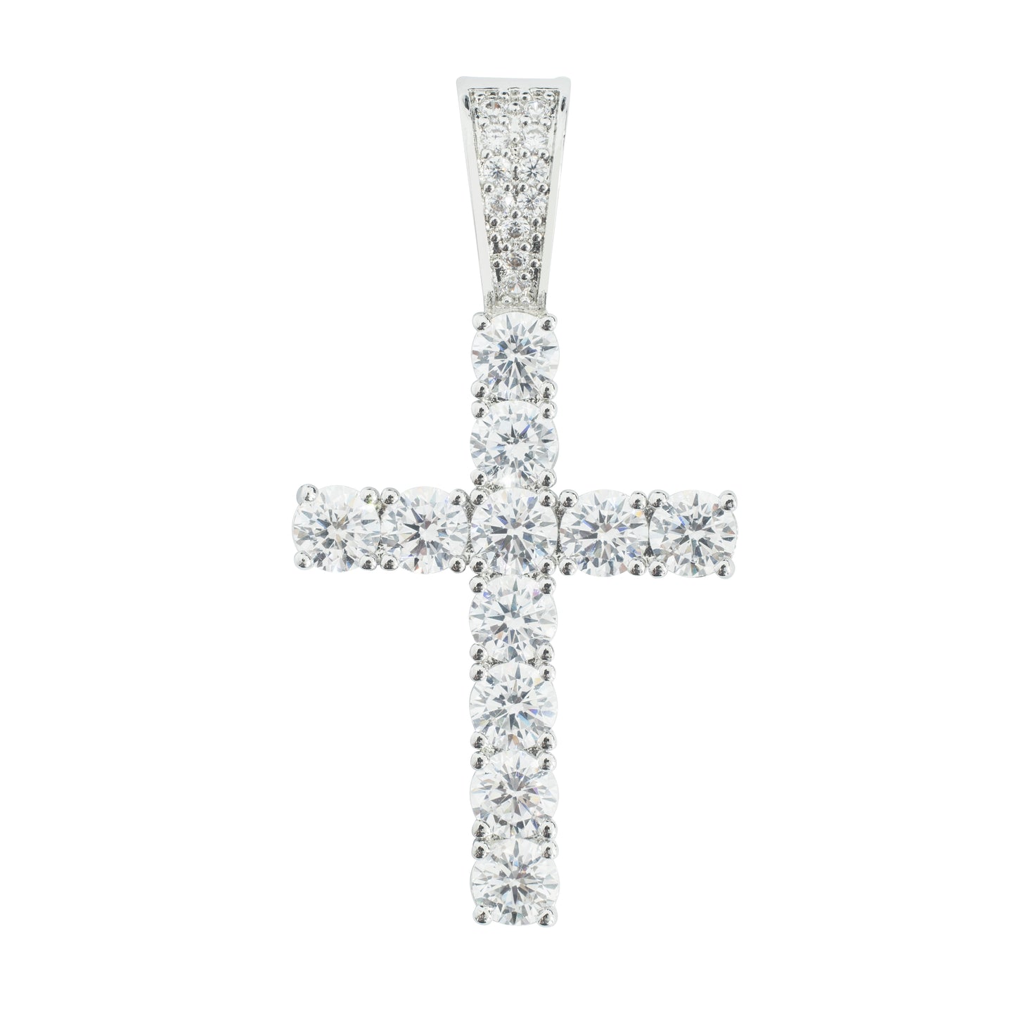 Iced Cross Pendant Silver