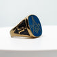 Titanium Black Blue Gold Tone Masonic Freemason Ring