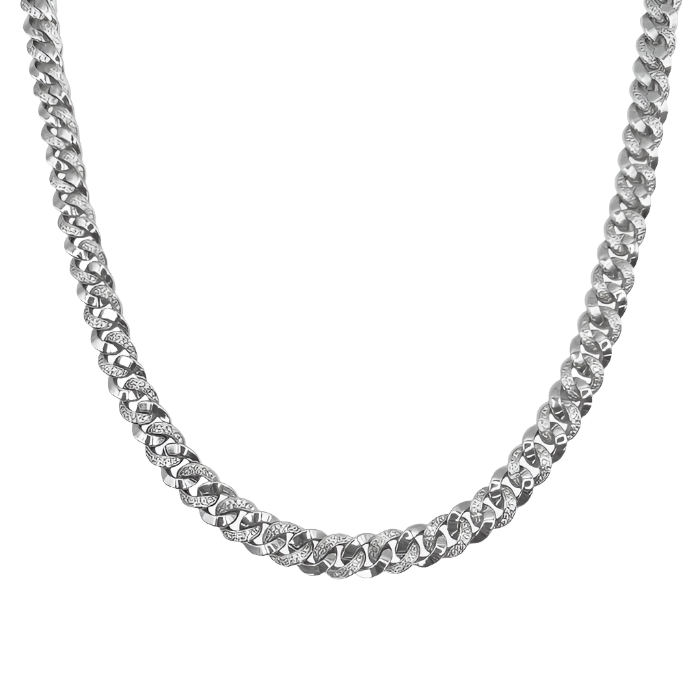 Semi Iced Cuban Link Chain Silver (12mm)