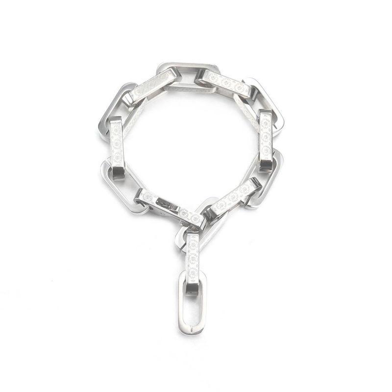 Square Link Silver Bracelet V505  