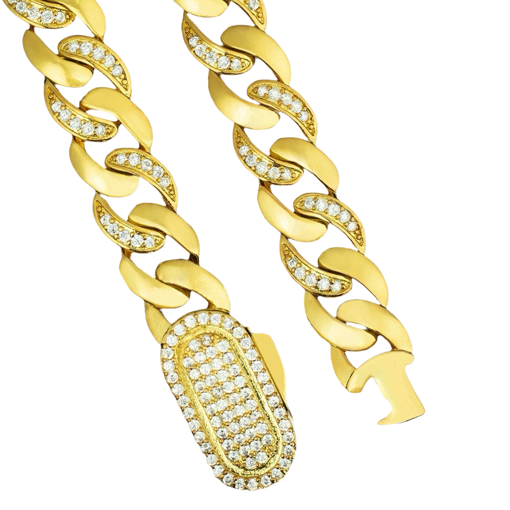 Semi Iced Cuban Link Chain Gold (12mm)