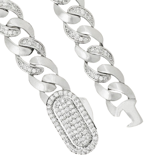 Semi Iced Cuban Link Chain Silver (12mm)